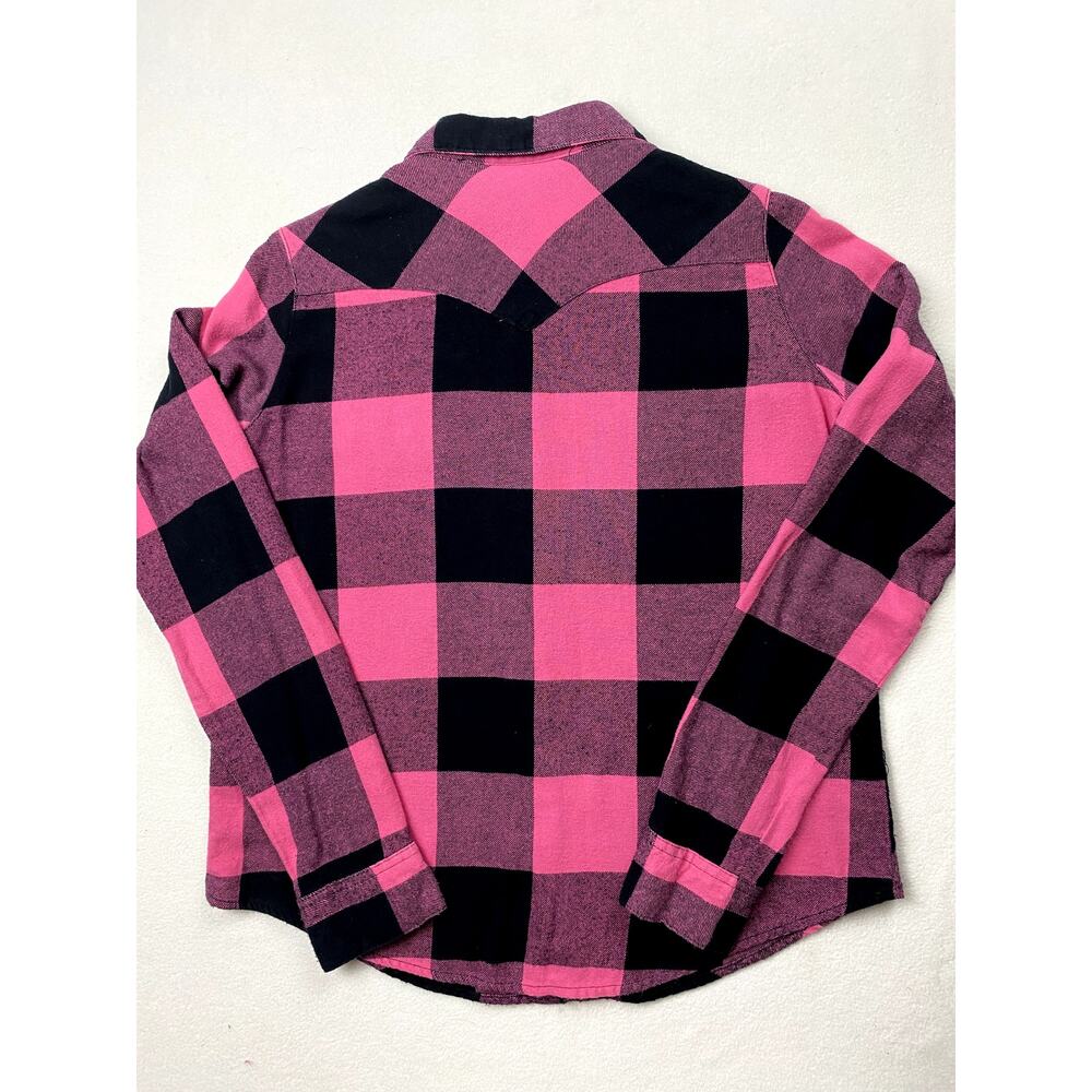 Vintage Wrangler Pink Black 100% Cotton Top Womens Medium Western Cowgirl - Picture 5 of 5